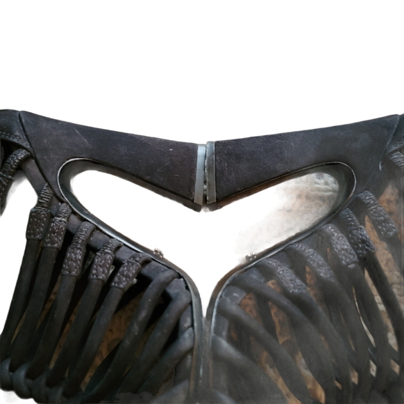 SCHUTZ BLACK SUEDE GLADIATOR OPEN TOE HEELS - Picture 8 of 14